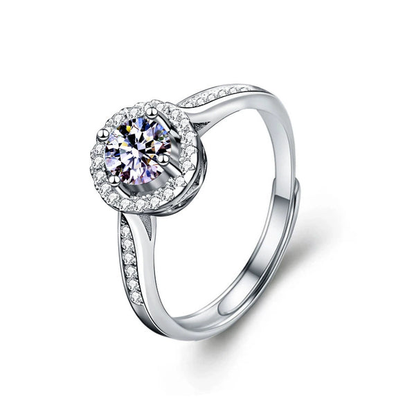 Women's Light Luxury Style Moissanite Ring S925 Sterling Silver Geometric Micropaved