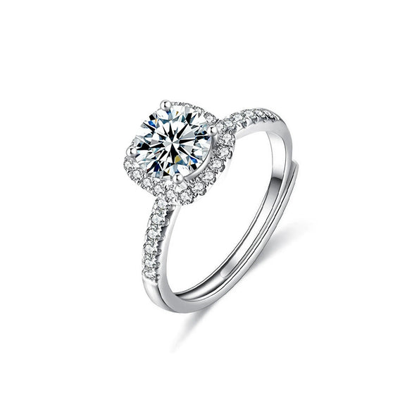 Women's Light Luxury Style Moissanite Ring S925 Sterling Silver Geometric Micropaved