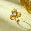 Women's Light Luxury Threedimensional Flower Design Diamondencrusted Stainless Steel Open Ring With Electroplating