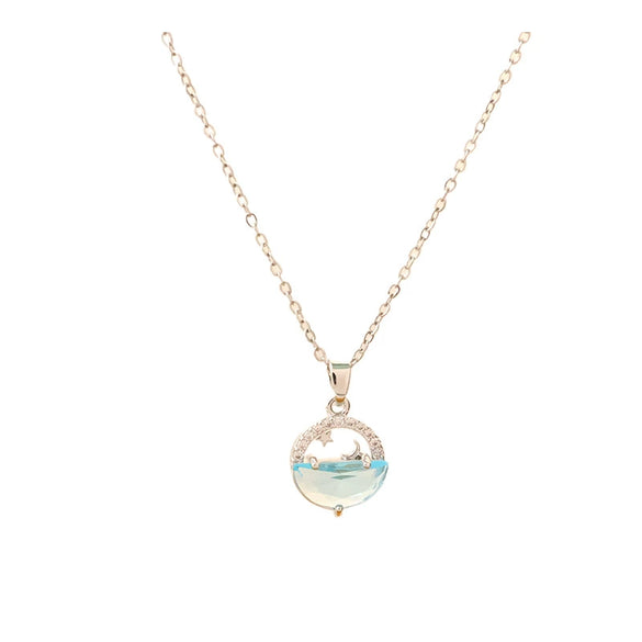 Women's Light Luxury Titanium Steel And Copper Necklace With Geometric Pattern And Diamond Design
