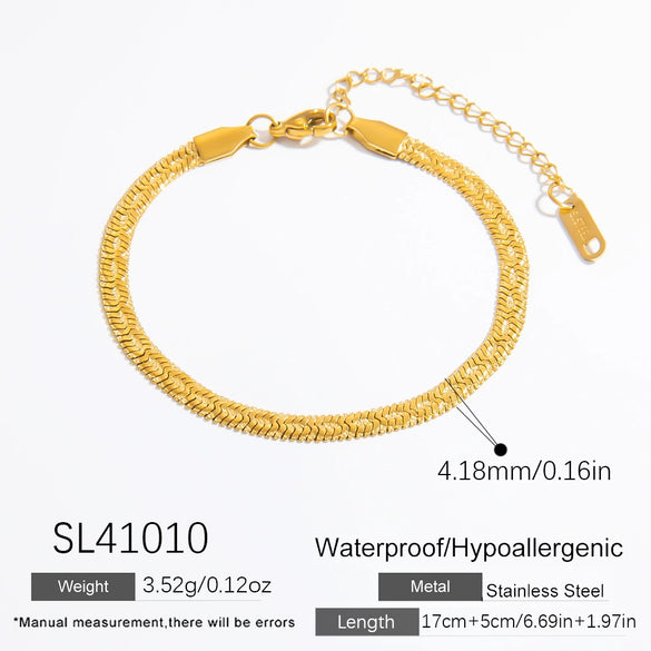 Women's Light Luxury Titanium Steel Bracelet With Geometric Pattern Electroplated 18K True Gold Chain Accessories