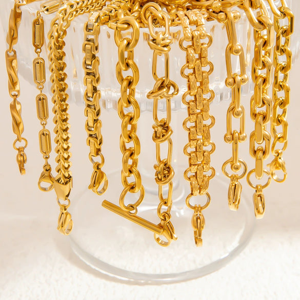 Women's Light Luxury Titanium Steel Bracelet With Geometric Pattern Electroplated 18K True Gold Chain Accessories