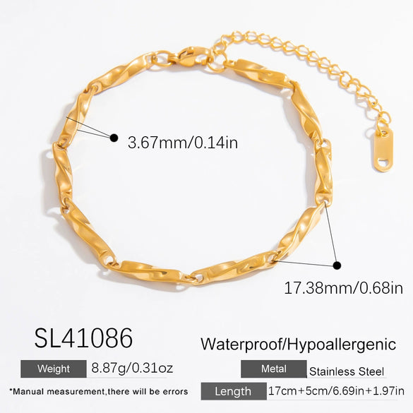 Women's Light Luxury Titanium Steel Bracelet With Geometric Pattern Electroplated 18K True Gold Chain Accessories