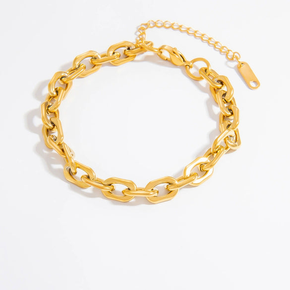 Women's Light Luxury Titanium Steel Bracelet With Geometric Pattern Electroplated 18K True Gold Chain Accessories