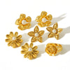 Women's Light Luxury Titanium Steel Flower Pearl Earrings