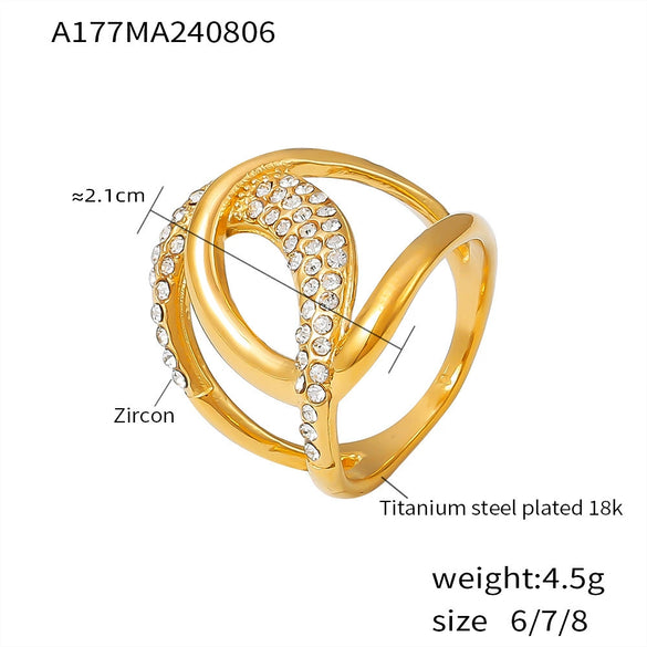 Women's Light Luxury 316L Stainless Steel Geometric Ring Electroplated With Real Gold