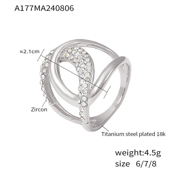 Women's Light Luxury 316L Stainless Steel Geometric Ring Electroplated With Real Gold