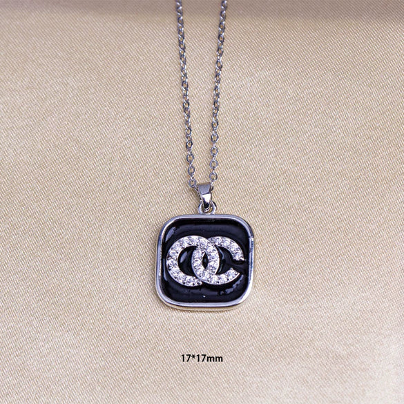 Women's Light Luxury Titanium Steel Jewelry Necklace With Gemstone Pendant And Electroplated Letters Numbers Text Design