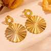 Women's Light Luxury Titanium Steel Necklace And Earrings Set With Geometric And Plant Flowers Pattern