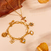 Women's Light Luxury Titanium Steel Necklace And Earrings Set With Geometric And Plant Flowers Pattern