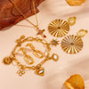 Women's Light Luxury Titanium Steel Necklace And Earrings Set With Geometric And Plant Flowers Pattern