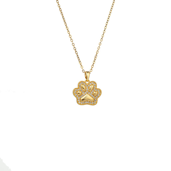 Women's Light Luxury Titanium Steel Necklace With Copper Cat's Claw Pendant Electroplated Animal Zodiac Pattern O Word Chain
