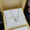 Women's Light Luxury Titanium Steel Necklace With Geometric Pattern And Inlaid Zircon Pendant On Cross Chain