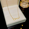 Women's Light Luxury Titanium Steel Necklace With Geometric Pattern And Inlaid Zircon Pendant On Cross Chain