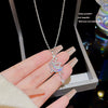 Women's Light Luxury Titanium Steel Necklace With Geometric Pattern And Inlaid Zircon Pendant On Cross Chain