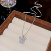 Women's Light Luxury Titanium Steel Necklace With Geometric Pattern And Inlaid Zircon Pendant On Cross Chain