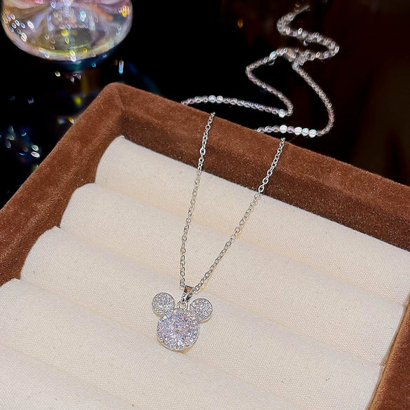 Women's Light Luxury Titanium Steel Necklace With Geometric Pattern And Inlaid Zircon Pendant On Cross Chain