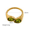 Women's Light Luxury Titanium Steel Open Dropshaped Ring With Inlaid Zircon And Geometric Pattern Vacuum Furnace Electroplated