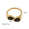 Women's Light Luxury Titanium Steel Open Dropshaped Ring With Inlaid Zircon And Geometric Pattern Vacuum Furnace Electroplated