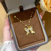 Women's Light Luxury Titanium Steel Water Wave Chain Necklace With Copper Inlaid Zircon Pendant