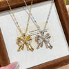 Women's Light Luxury Titanium Steel Water Wave Chain Necklace With Copper Inlaid Zircon Pendant