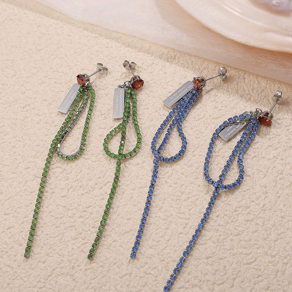 Women's Light Luxury Versatile Earrings Titanium Steel Zircon Electroplating