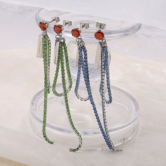 Women's Light Luxury Versatile Earrings Titanium Steel Zircon Electroplating