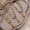 Women's Light Luxury Vintage Natural Tiger Eye Stone Oval Pendant Double Layer Overlapped Titanium Steel Clavicle Chain With Electroplating