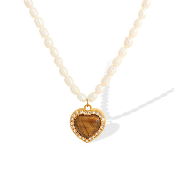 Women's Light Luxury Vintage Necklace 316L Stainless Steel Electroplating With Letters Numbers Text Pearl Chain