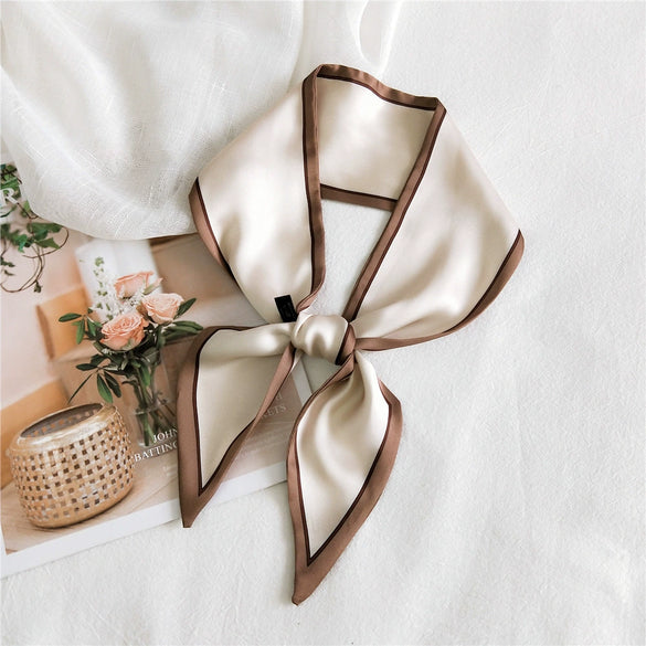 Women's Lightweight Polyester Long Ribbon Scarf Decorative Bag Scarf For Spring And Autumn