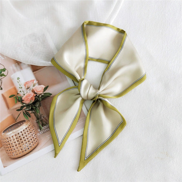 Women's Lightweight Polyester Long Ribbon Scarf Decorative Bag Scarf For Spring And Autumn