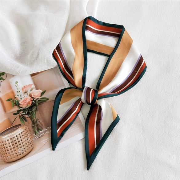 Women's Lightweight Polyester Long Ribbon Scarf Decorative Bag Scarf For Spring And Autumn