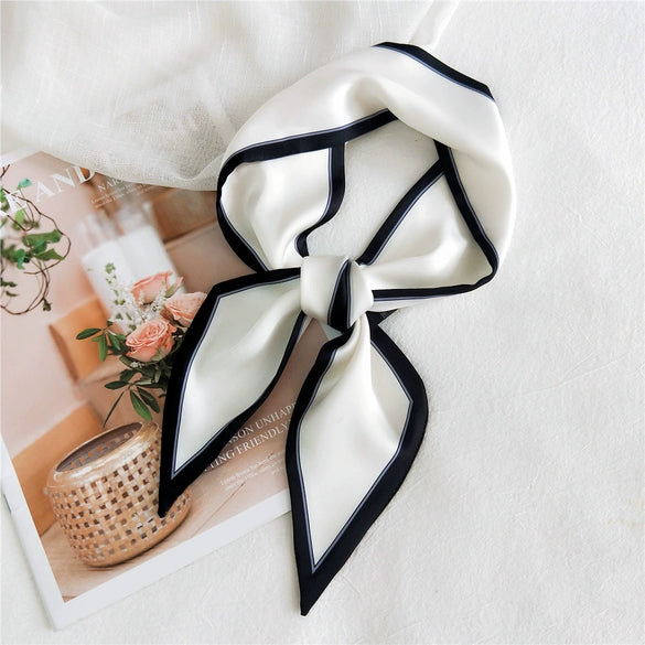 Women's Lightweight Polyester Long Ribbon Scarf Decorative Bag Scarf For Spring And Autumn