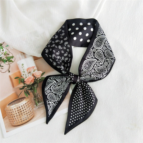 Women's Lightweight Polyester Long Ribbon Scarf Decorative Bag Scarf For Spring And Autumn