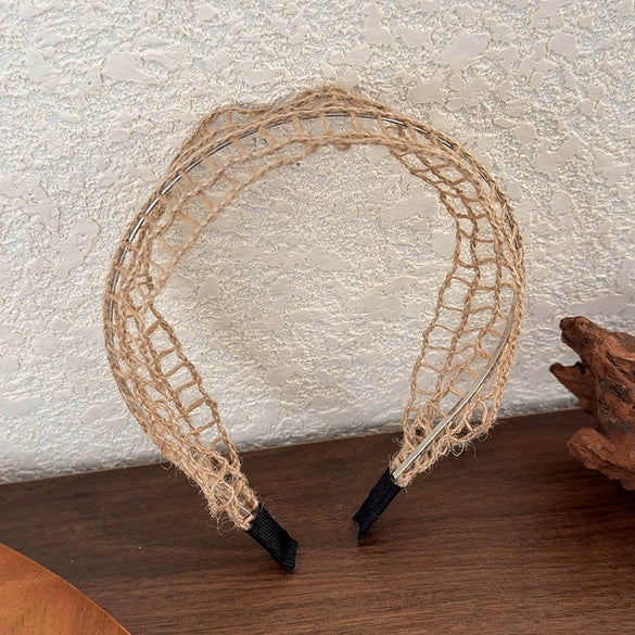 Women's Linen And Straw Weaving Geometric Hair Hoop Headband Hair Accessories