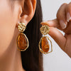 Women's Liquid Metal Pleated Irregular Geometric Baroque Imitation Pearl Earrings With Electroplating