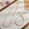 Women's Little Fresh Style Handmade Shell And Copper Beaded Geometric Clavicle Chain Necklace
