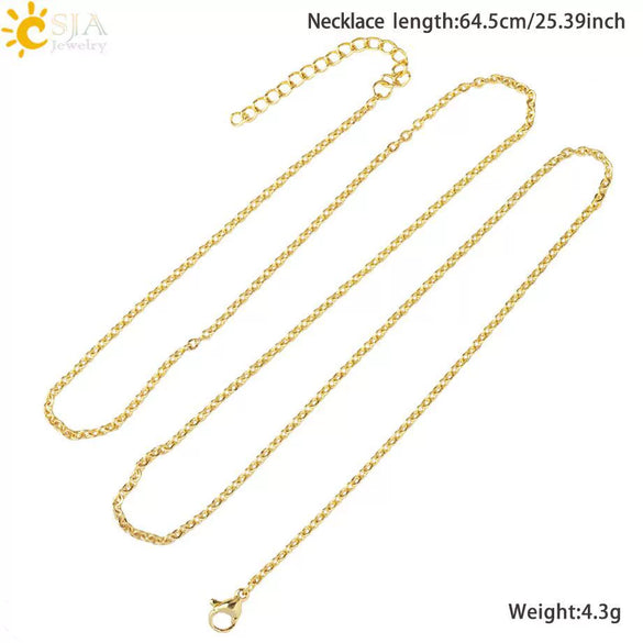 Women's Lobster Clasp Round Bead Chain Necklace With Gold Tone Electroplated Copper Chain And Pu Leather Wax Rope In New Chinese Style