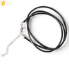 Women's Lobster Clasp Round Bead Chain Necklace With Gold Tone Electroplated Copper Chain And Pu Leather Wax Rope In New Chinese Style