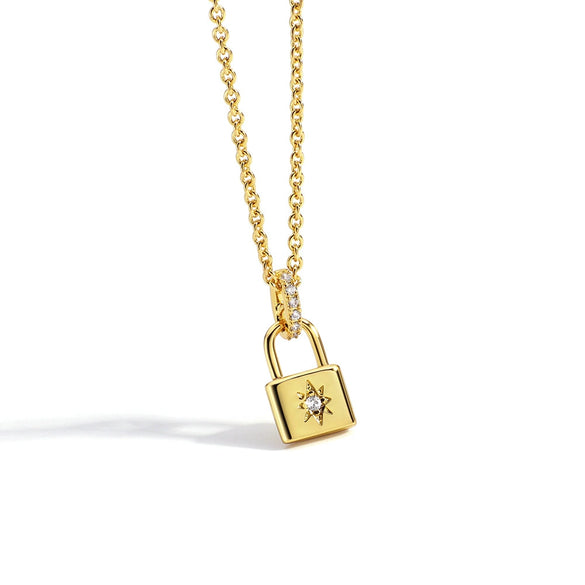 Women's Lock Necklace Brass Copper Plated With 18K Gold Electroplating Cross Chain Fashion Jewelry