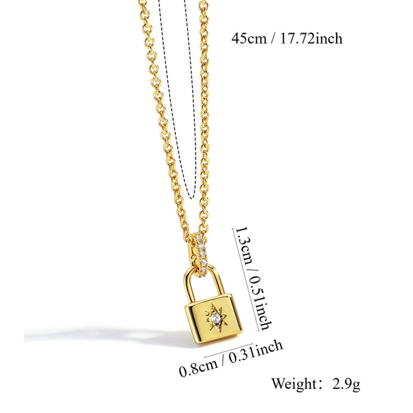 Women's Lock Necklace Brass Copper Plated With 18K Gold Electroplating Cross Chain Fashion Jewelry