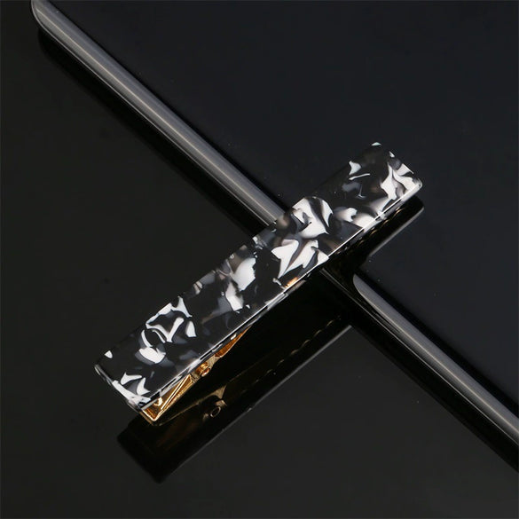 Women's Long Acetate Hair Clip Retro Sculpted Side Barrette With Leopard And Marble Pattern