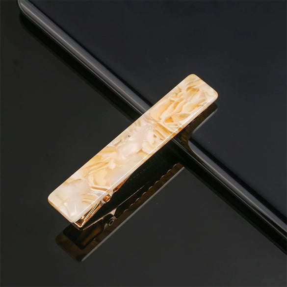 Women's Long Acetate Hair Clip Retro Sculpted Side Barrette With Leopard And Marble Pattern