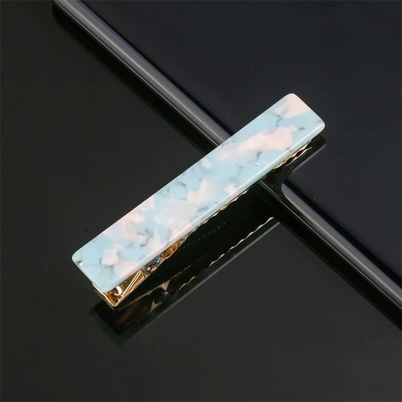 Women's Long Acetate Hair Clip Retro Sculpted Side Barrette With Leopard And Marble Pattern