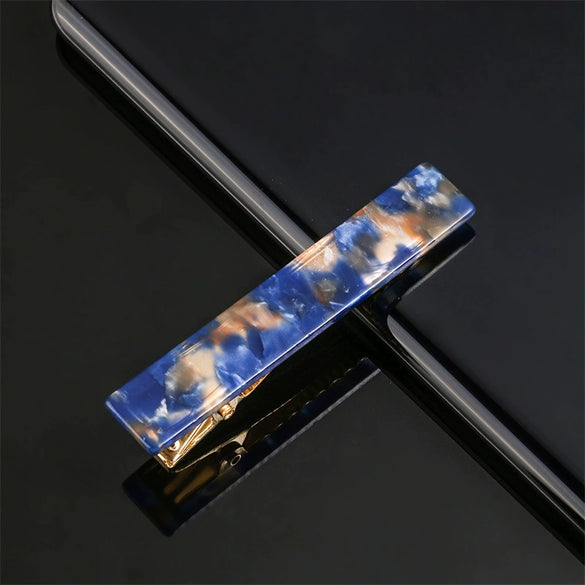 Women's Long Acetate Hair Clip Retro Sculpted Side Barrette With Leopard And Marble Pattern