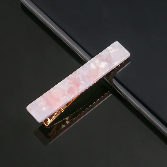 Women's Long Acetate Hair Clip Retro Sculpted Side Barrette With Leopard And Marble Pattern