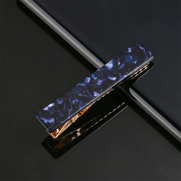 Women's Long Acetate Hair Clip Retro Sculpted Side Barrette With Leopard And Marble Pattern