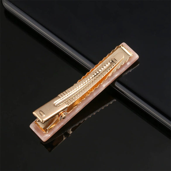 Women's Long Acetate Hair Clip Retro Sculpted Side Barrette With Leopard And Marble Pattern