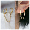 Women's Long Chain Earrings Copper Inlaid Zircon Geometric Electroplated