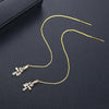 Women's Long Copper Zircon Tassel Earrings With Geometric Design And Electroplated Fashion Finish